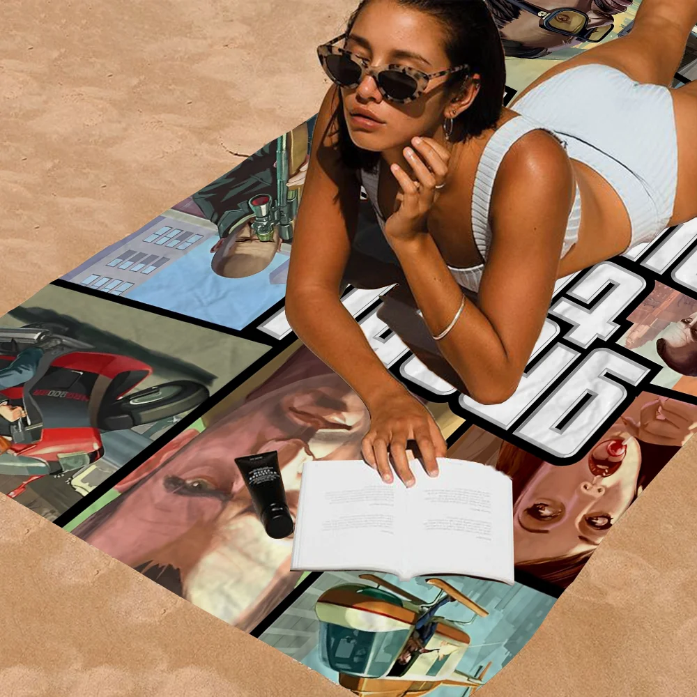 GTA 5 Grand Theft Auto Anime Beach Swimming Towel Soft Absorbent Washcloth Children's Gifts for Kids Travel Camping Gym 2
