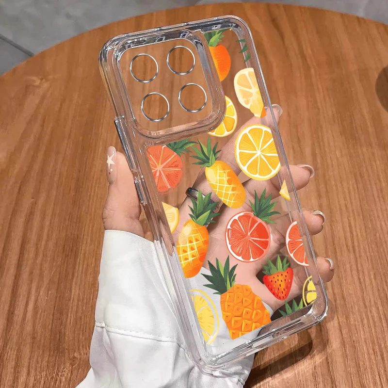 Clear Summer Fruit Design Phone Case Featuring Cherry and Watermelon Accents