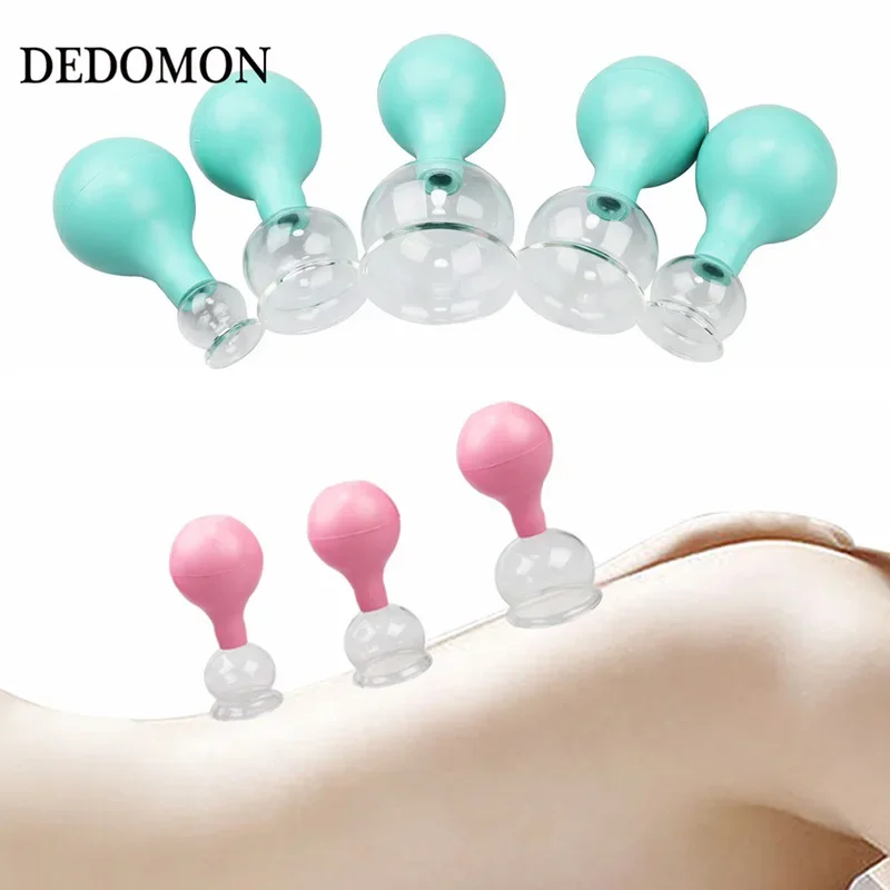 Rubber Head Glass Cupping Massager Set for Back Body Massage