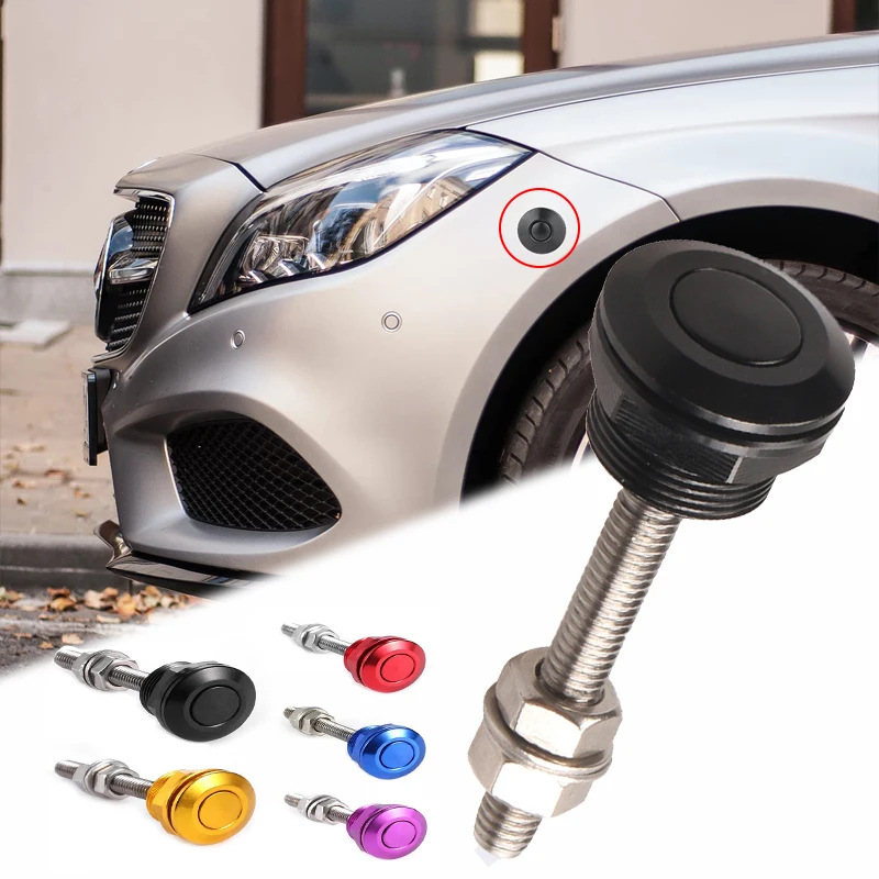 

Universal Modified Car Front Bumper Hood Latch Push Button Billet Colorful Aluminum Fasteners Engine Bonnet Lock Latch Clip Kit