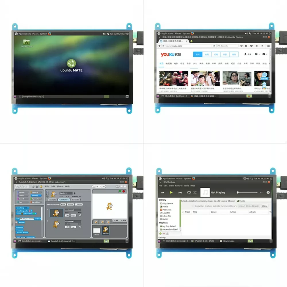 1024x600 Ʈ HD ÷ 7 ġ TFT LCD ġ ũ г ̴ PC HDMI  USB ̹ ,   