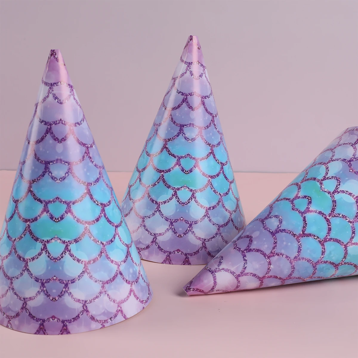 6Pcs Little Mermaid Birthday Hat Birthday Party Decor Kids Boy Girl Wedding Birthday Party Favors Forniture Baby Shower