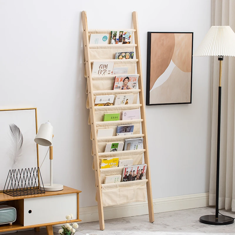Trendy Magazine Rack Floor Standing Wall-Mounted Book Display Ins Style Wooden Newspaper Organizer Furniture Estanter&iacute;as FYMR