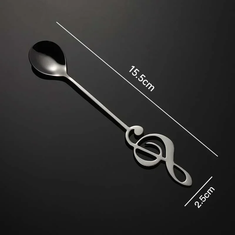 Stainless Steel Spoon Tea Spoon Musical Note Stainless Steel Teapoon Treble Clef Shape Mug Teaspoons Music Bar Ice Cream Creative Kitchen Tableware