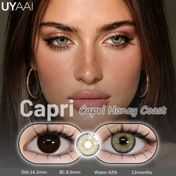 UYAAI Capri Series Natural Blue Cosmetic Contact Lenses - New Style, 2 - Pack (Honey Coast)