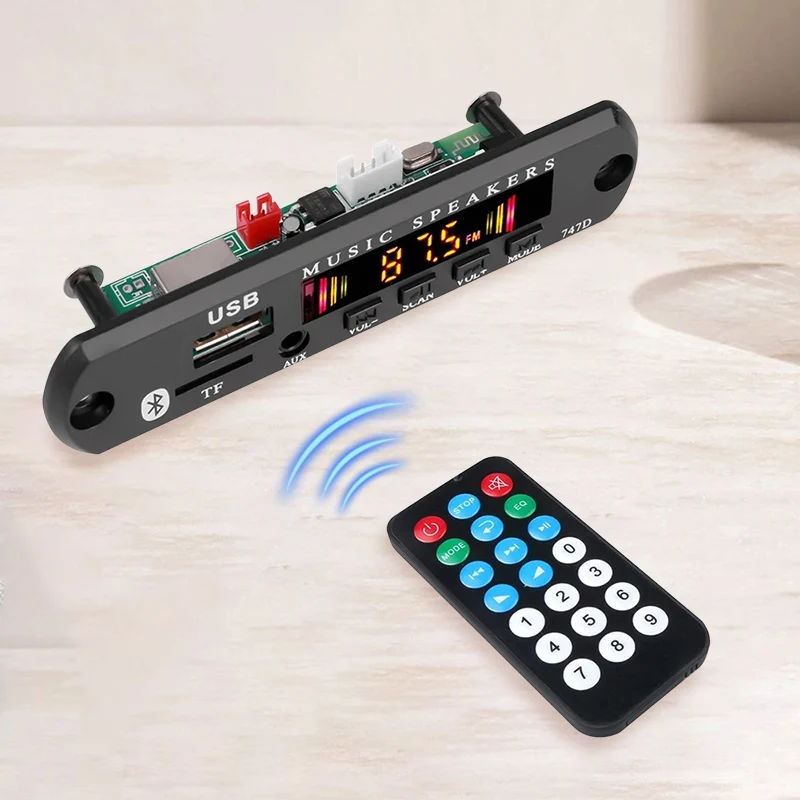 Bluetooth 5.0 Car Music Player Wireless MP3 Decoder Board Audio 9V-12V WMA Lossless Audio USB AUX TF Radio