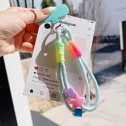 Luxurious Handcrafted Rainbow Woven Wrist Strap and Decorative Pendant - Polyester / Nylon (Sky Blue)
