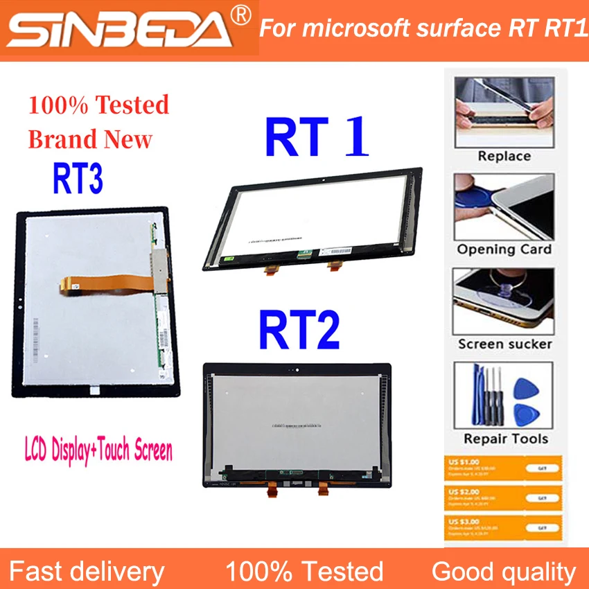 

AAA+ 100% Tested LCD For Microsoft Surface RT RT1 1516 Surface RT2 1572 Surface RT3 1645 1657 LCD Display Touch Screen Assembly