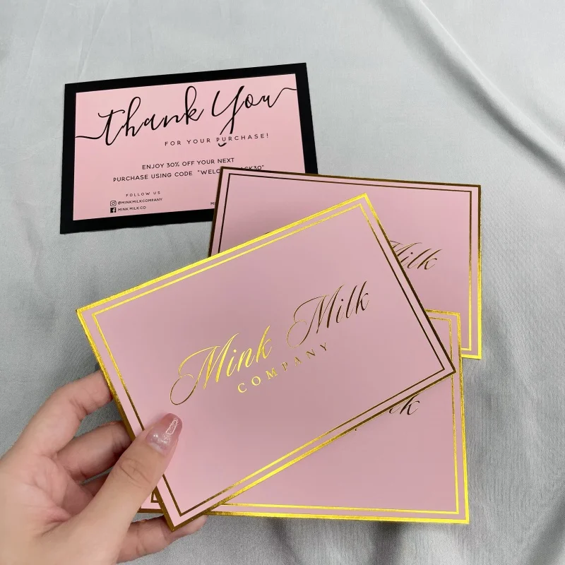 

Luxury custom logo gold foil stamping business card jewelry display cards coupon postcard clothing thank you cards for boutique