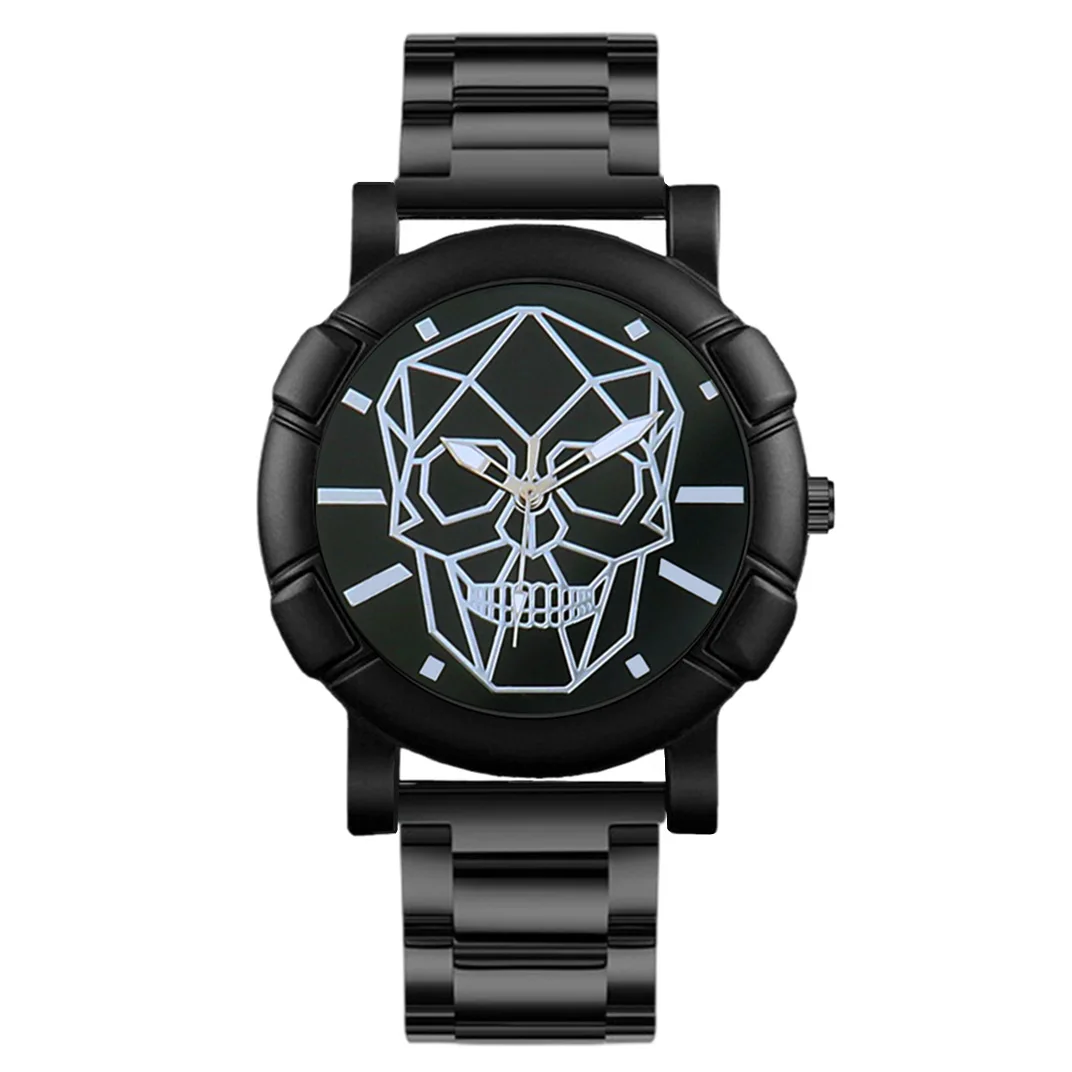 Men Fashion Skull Pattern Watch 2024 High Quality Stainless Steel Quartz Clock Analog Male Casual Military Wristwatch Relogio 3
