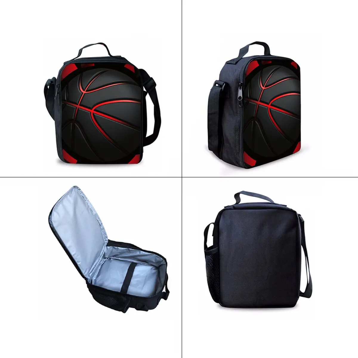 Basketball Print Three Piece Backpacks Set for Boy and Girls Best Gifts 2D Flat Cartoon School Bag for Children - 4