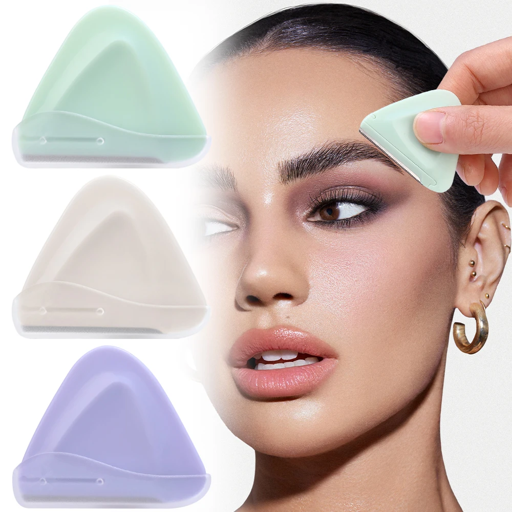 Creamy Macaron Color Eyebrow Trimmer Triangle Portable Safety Eye Brow Scraper Special Brow Trimmer Eyebrow Blade Beauty Tool eyebrow trimmer set eyebrow trimmer