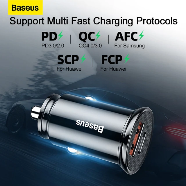 Baseus USB Car Charger Quick Charge 4.0 QC4.0 QC3.0 QC SCP 5A PD Type C 30W Fast Car USB Charger For iPhone Xiaomi Mobile Phone 3