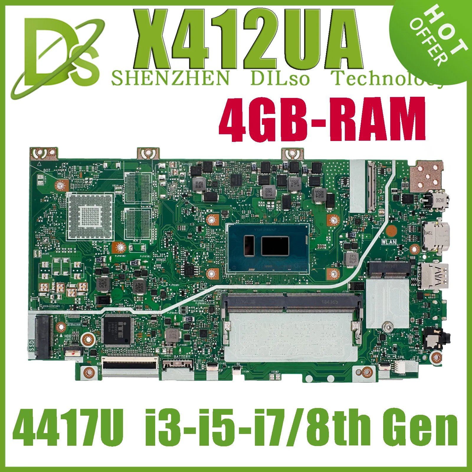 

KEFU X412UF материнская плата W/4417U I3-8130 I5-8250U I7-8550U UMA PM 4 ГБ для ASUS Vivobook X412UA X412U X412 X412UB материнская плата для ноутбука