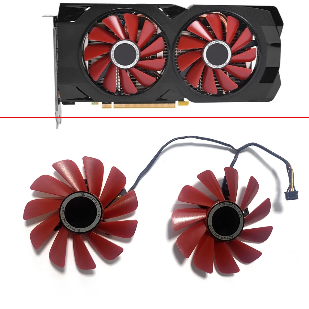 2PCS 85MM Cooling Fan FDC10U12S9-C 4PIN RX480 470 GPU FAN For XFX AMD RX480 470 RX580 570 RS Video Graphics Card  Fans