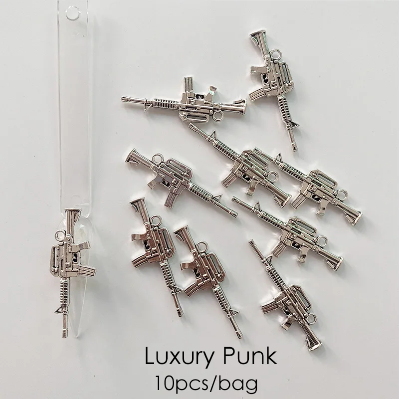 10Pcs 3D Alloy Gun Nail Charms Luxury Gun Shape Glitter Nail Art  Decorations Nail Rivets Rhinestones Accesoires Strass - AliExpress