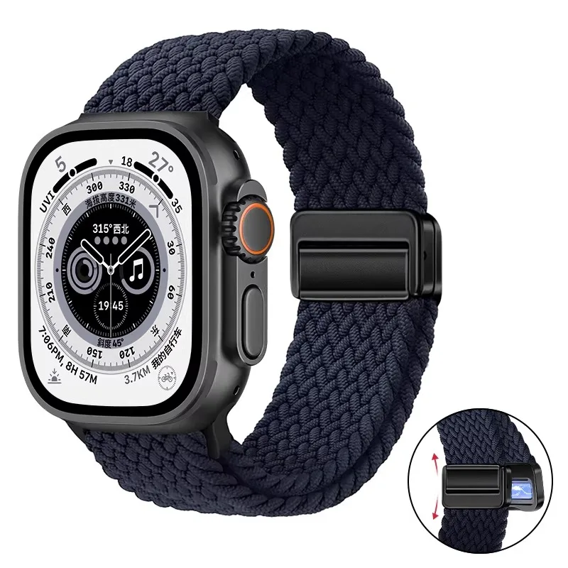 Breathable Nylon Braided Strap for Apple Watch - Adjustable Wristband