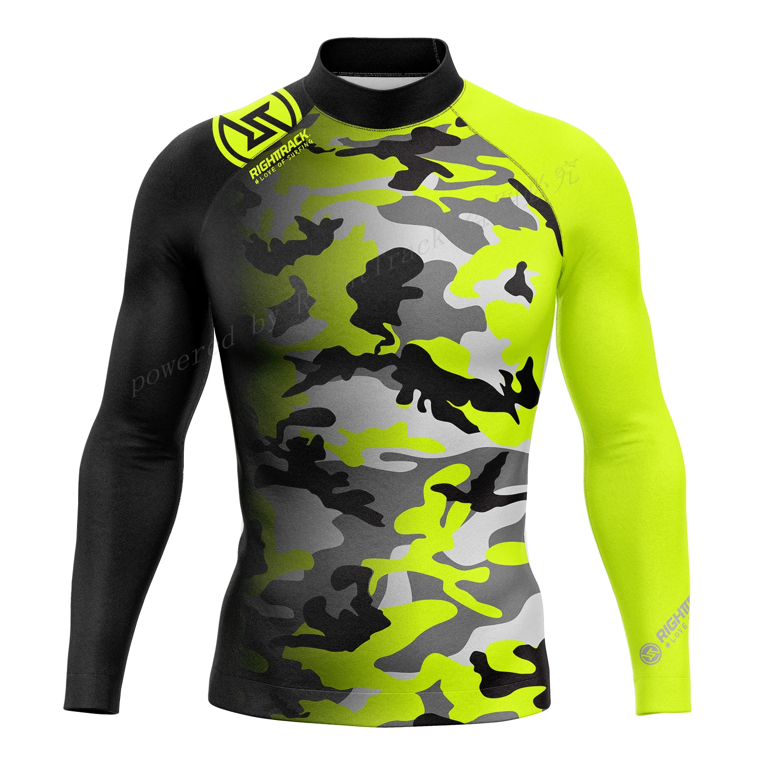 Sports Shirt Men's Rashguard Camouflage Surfing Shirt Lycra RIGHTTRACK For Surf Sportswear Beach UV Swimwear UPF50+ Clothes