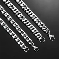 HIYEE 3mm/4mm/5mm/6mm/7mm/8mm Stainless Steel Cuban Link Chains Classic for Men Boy Curb Chunky Necklace Jewelry 14 to 28 Inches 4