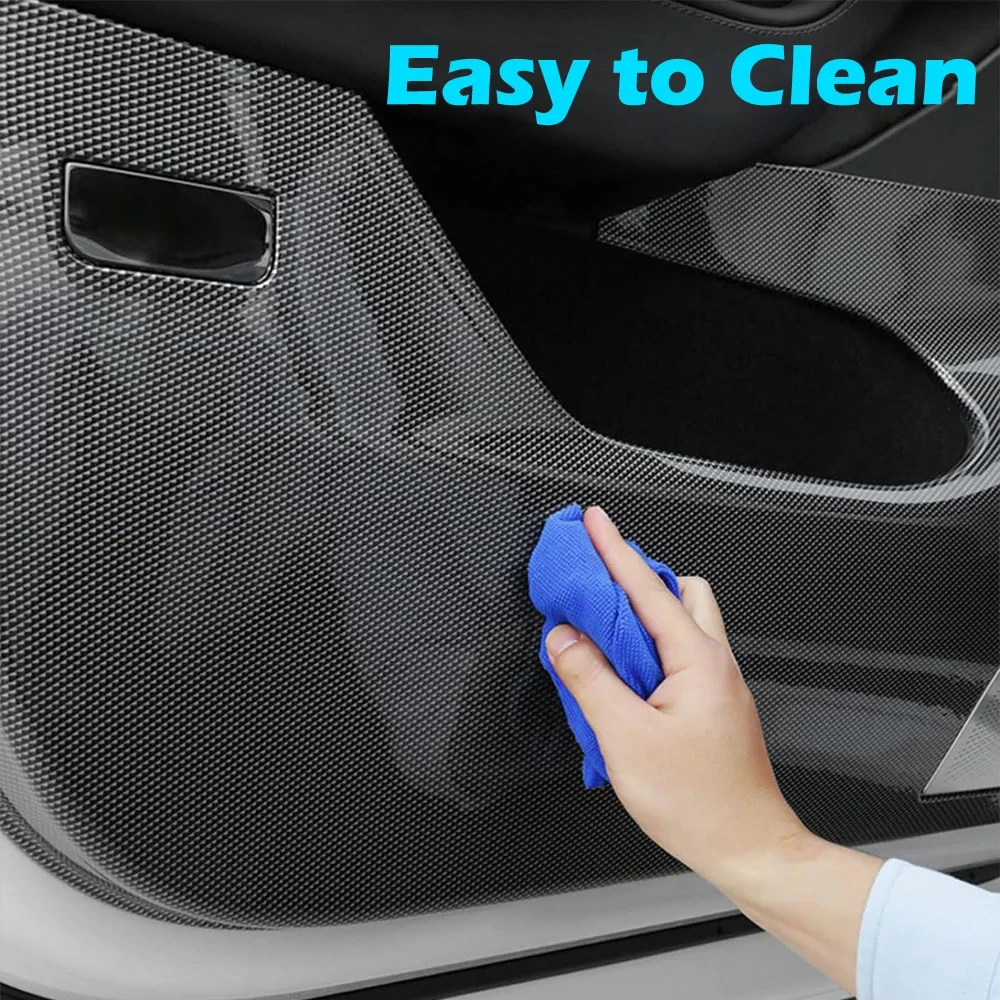 Door Anti Kick Plate for Tesla Model 3 Model Y ABS Carbon Fiber Panel Anti-Scratch Pad Stickers Door Protector Cover Accessories