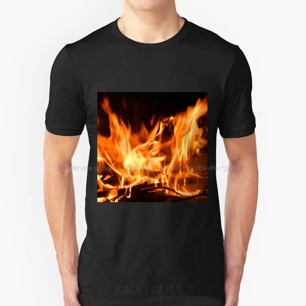 Maglietta Con Stampa Fuoco In Legno 100% Cotone Tee Fire Cups Pyromaniac Fire Bug Camping Concert Bikers Barby Bbq Cook Grill Chef Fire