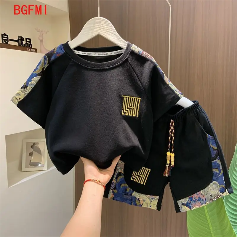 Korean Clothes for Children Boys T-shirt Shorts 2-piece Set Summer Cotton Short Sleeve Kids Clothes Sets Baby Tracksuit 2-11Y Kids Clothing Set Kids T Shirt Boys Clothing Set
