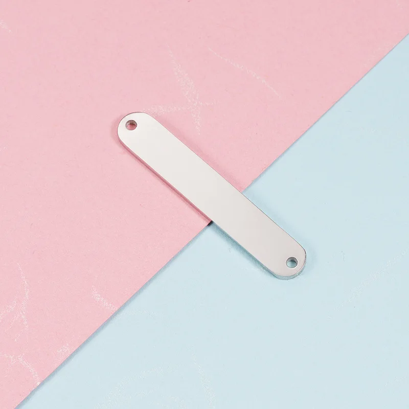 스테인리스 스틸 더블 홀 롱 스트립 참 펜던트, 귀걸이 목걸이, DIY 주얼리 제작, 도매, 20 개/로트, 6*35mm