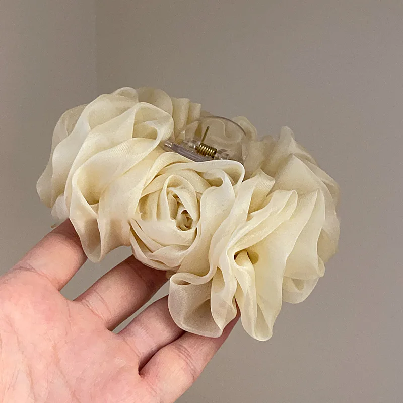 VANIKA Neue Sommer Süße Tüll Großen Bogen Haar Klaue Clips für Frauen Solide farben Elegante floral Pferdeschwanz Clip Kopfschmuck Zubehör – Detail 3