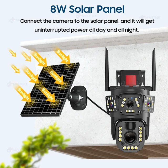 4K 8MP Dual Lens Solar Camera 4G/WIFI Outdoor 50X Zoom Color Night Vision Surveillance Security PTZ Motion Detect IP Cam Ubox - Image 3
