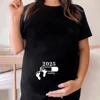 2025 Loading Print Womens Pregnant T-shirt Short Sleeve  Funny T-shirt Summer Maternity Tops Pregnancy Announcement New Baby Tee 5