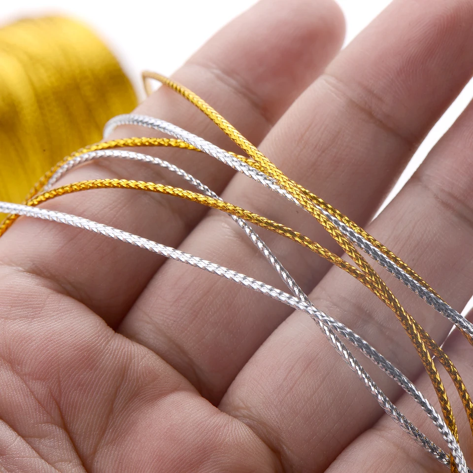 Cordón Metálico Dorado 200 M – Hilo De 1,5 Mm Para Manualidades, Decoración Navideña Y Embalaje De Regalos