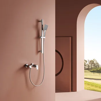 Rubinetto per vasca da bagno con doccia nera con ampio beccuccio a cascata Miscelatore caldo freddo in ottone per vasca da bagno con doccetta in ABS a 3 funzioni 1