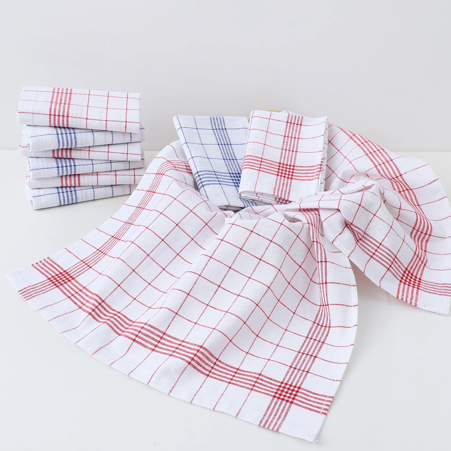 Description Picture 3 of item3PCS Large Plaid Kitchen Dish Towels Tea Towels Soft and Reusable Cleaning Cloths Quick Drying Dish Rags for Washing Dishes