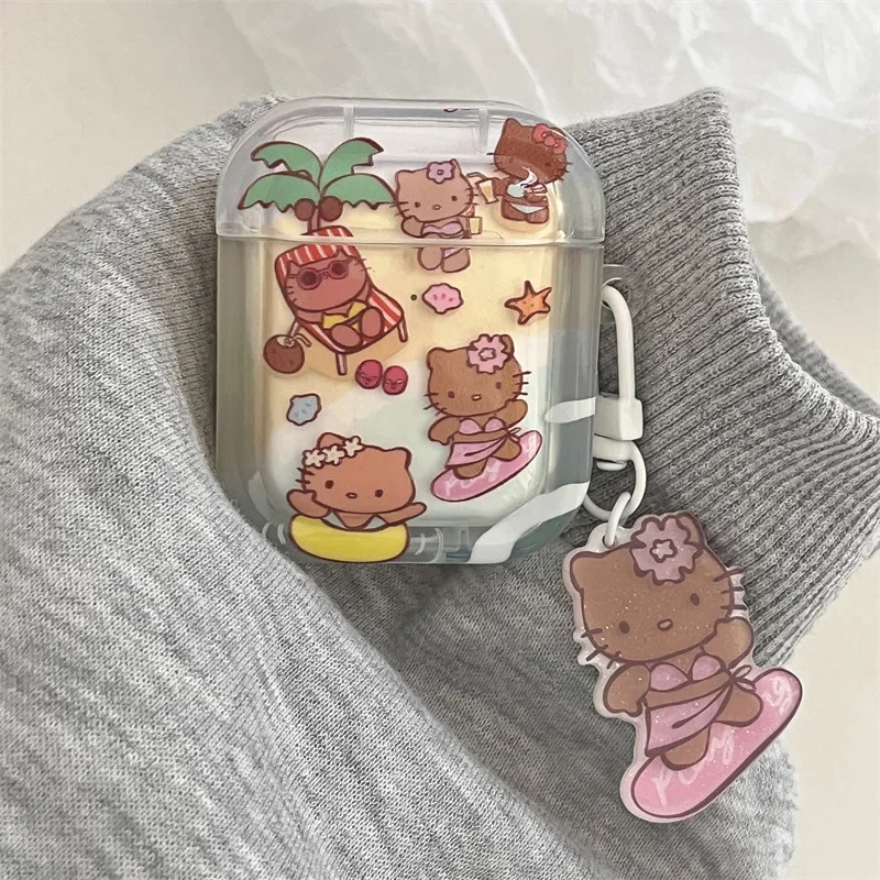

Hello Kitty For Airpods Pro 2 Case,Black TPU Earphone Anime Cover With Keychain For Airpods 3 Case/Airpods 1/2 Case For Girl