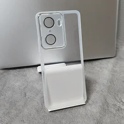 Elegant Luxury Lens Film Protective Phone Case - Soft Silicone Back Cover for Honor 60 (Transparent White)