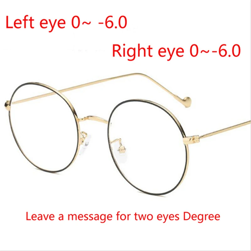 Metal Women Men Round Minus Prescription Eyeglasses With Degree Ultralight Finished Myopia Glasses Diopter 0 -0.5 -1.0 To -6.0 4