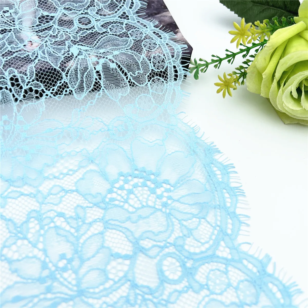 3y/lot Width 9 inch 23cm Sky Blue Underwear Lace Eyelash Trim Lingerie Sewing Craft DIY Apparel Fabric Bra Lace Non-Elastic 2