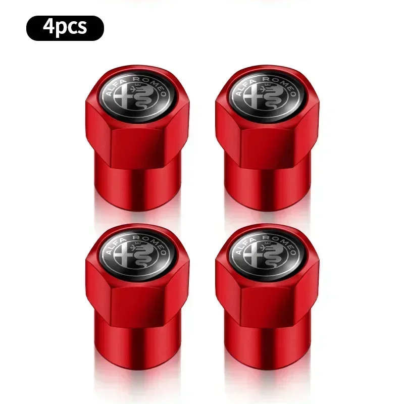 Set of 4 Metal Car Wheel Tire Air Valve Caps - Stylish Stem Covers
