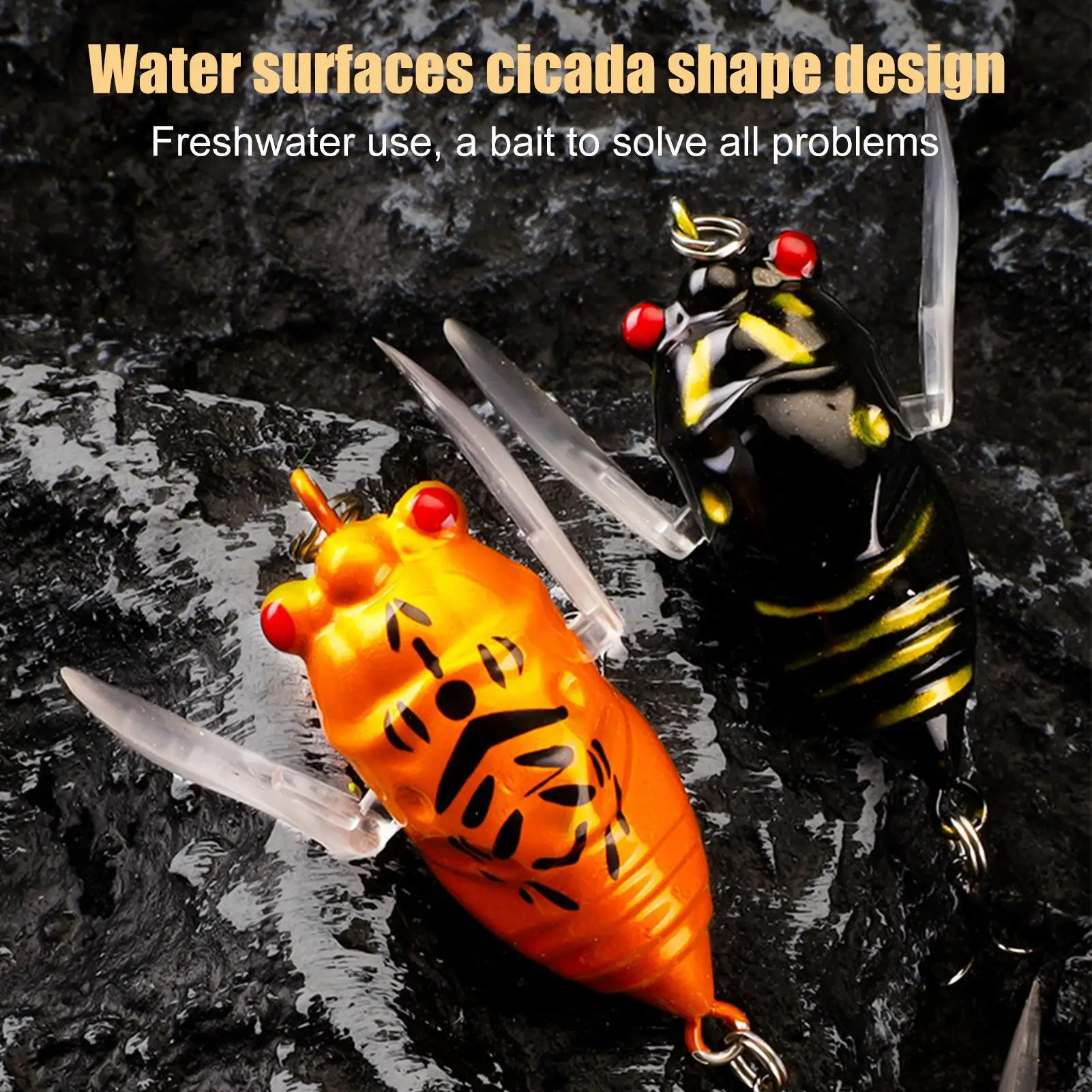 Fishing Lures 3D Cicada Shape Fish Lure 5 Pieces Waterproof Lightweight Fishing Accessories Outdoor Gear For Ice River Lake