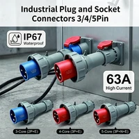 63A IP67 Waterproof Industrial Power Connector – 3P/4P/5P 415V CEE Plug & Receptacle, Heavy Duty Copper Contacts for Factory 5