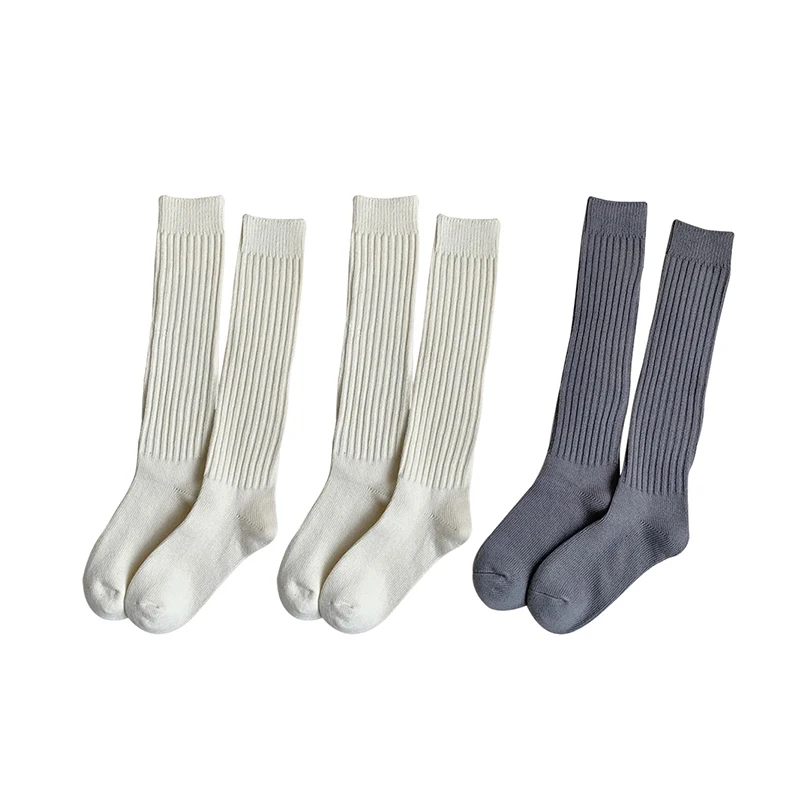 Cozy Wool Knee-Length Stacked Socks - Thick Coffee Colored Winter Warmth