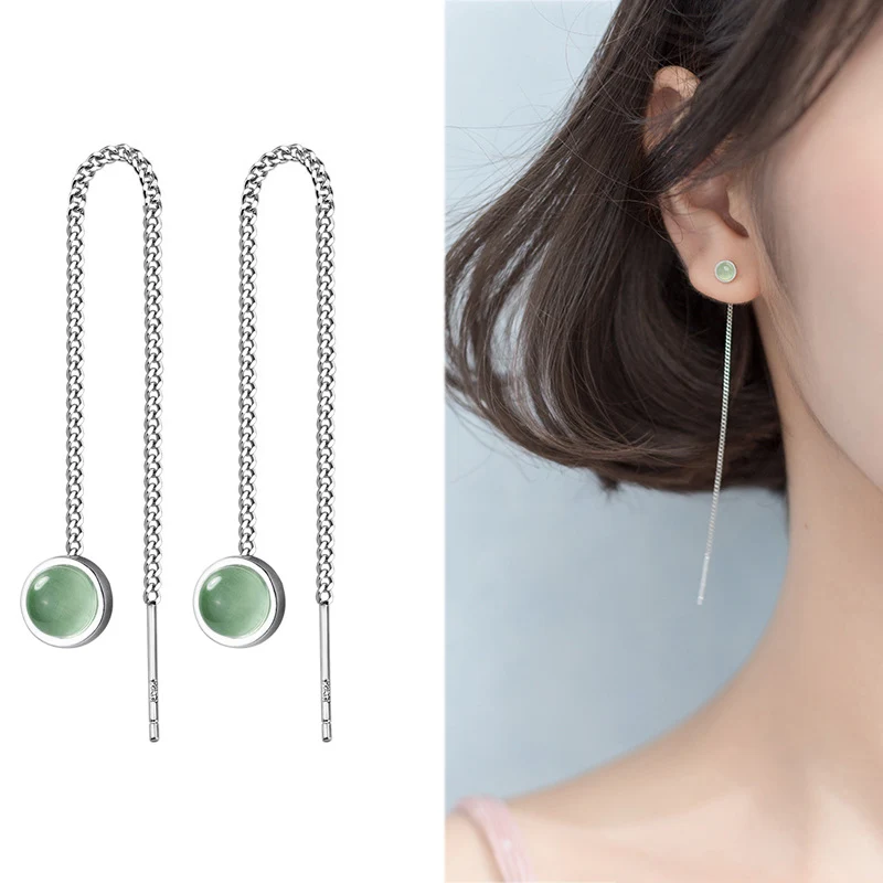 Orecchini in Giada Nefrite e Argento dorato 925, sfere 10mm - Orecchini