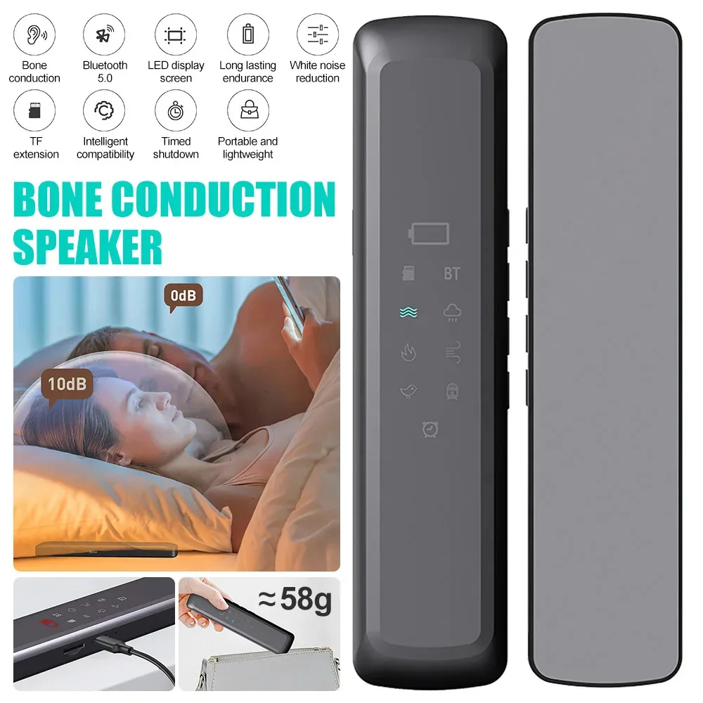 Bluetooth Mini Bone Conduction Sleep-Enhancing Soundbar with Wireless Stereo Bass and White Noise Speaker
