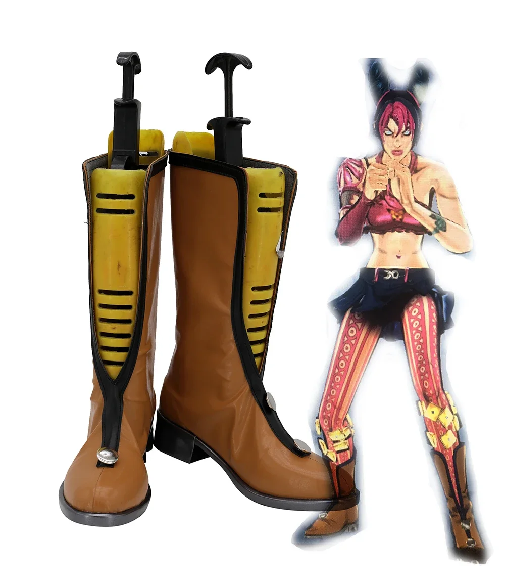 

JoJo's Bizarre Adventure Jolyne Cujoh Cosplay Boots Brown Shoes Customized Long Boots for Boys and Girls