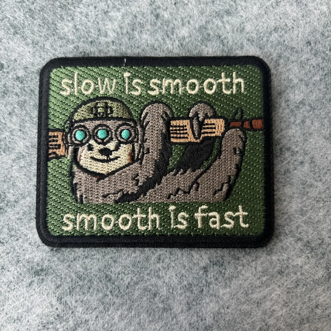Tactical Sloth Embroidered Patch - Morale Badge with Hook & Loop Fastening