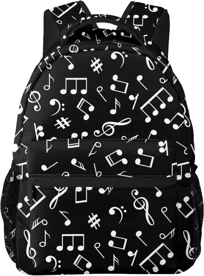 MAHU Mandala Music Piano Keys Backpack - 16"H X 11.5"L College Bookbag With Multiple Pockets For Laptop, Travel, Hiking - View #11