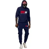 Autumn Winter Men's Sets Funny Graphics Gorilla Wear Printed Plus Fleece Fashion Hoody Men Hoodies Sweatshirts Sweatpants Suit 1