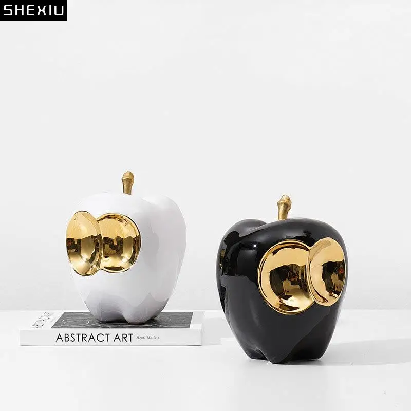 

Gold Plated Ceramic Apples Statue Living Room Decoration Simulation Apple Crafts Ornaments Room Aesthetics Decor Furnishings