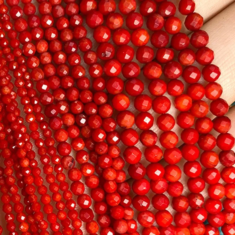 Perline Rotonde Sciolte Di Corallo Rosso Di Alta Qualà In Pietra - Foto 14