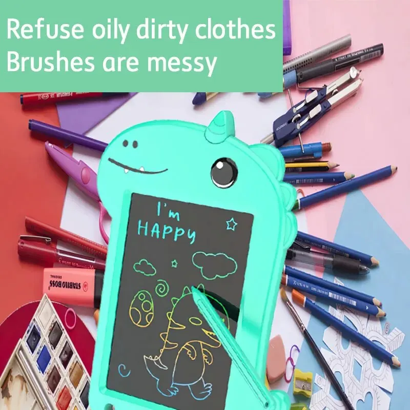 6.8 Inch LCD Writing Note Board Cartoon One-horned Dinosaur Colorful Erasable Drawing Tablets Painting Tool Funny Graffiti Toy 4